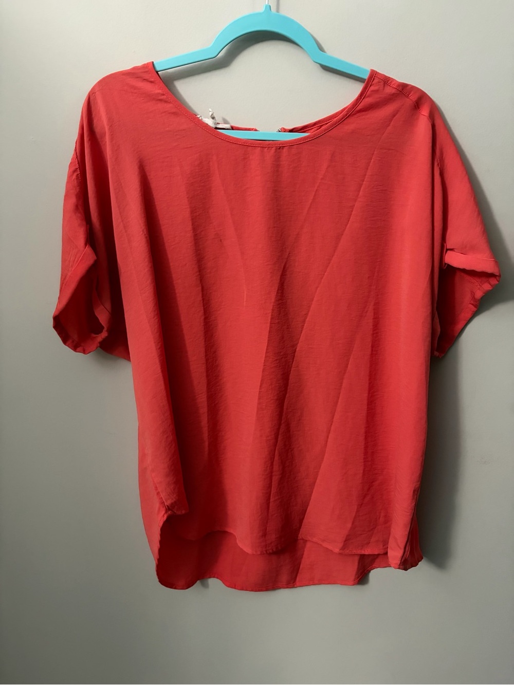 Maurices Coral Red Short-Sleeve Scoop Neck Blouse